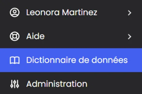 Onglet Dictionnaire de données
