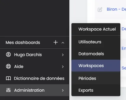 Accès à l'administration des workspaces