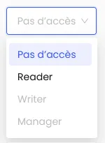 Sélection des droits via dropdown