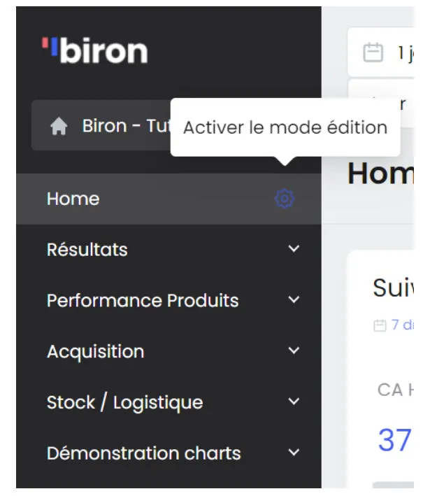 Bouton activation du mode édition