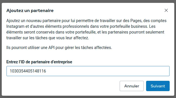 Bouton Ajouter un accès partenaire