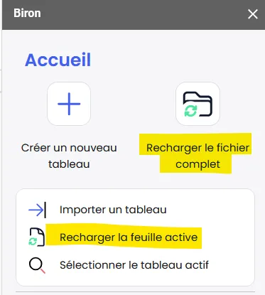 Boutons de rafraîchissement global dans Sheets