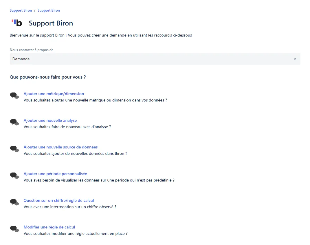 Sous-catégories de la demande dans Jira