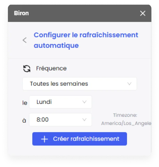 Options de fréquence et d'horaire