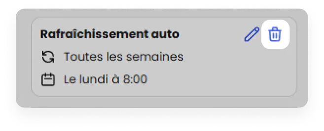 Bouton corbeille pour supprimer le rafraîchissement