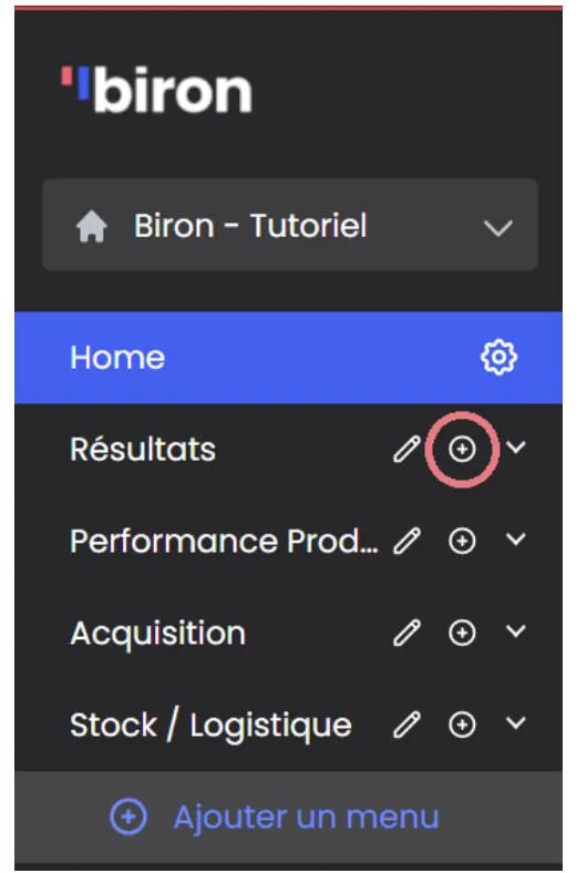 Formulaire de création d'un dashboard