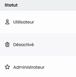 Statuts possibles d'un utilisateur