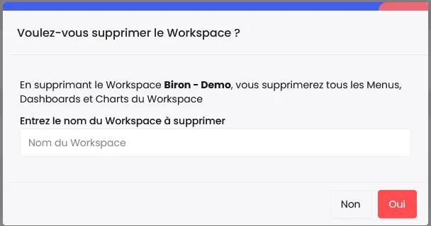 Confirmation de suppression d'un workspace