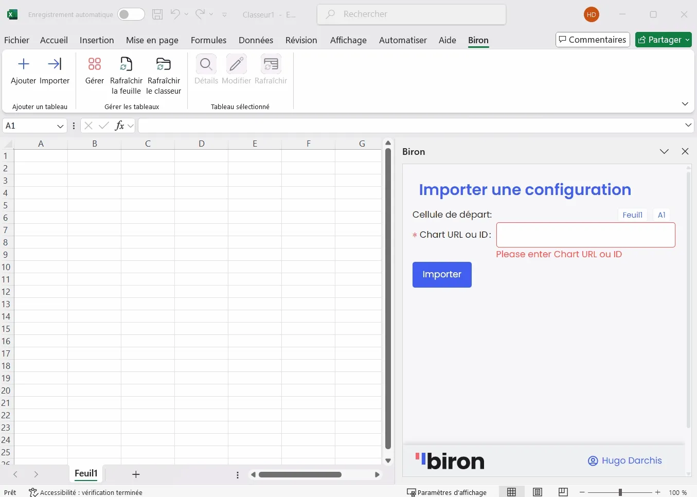 Import d'un chart depuis l'URL dans Excel